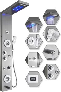 最佳豪华淋浴喷头：ELLO&ALLO Stainless Steel Shower Panel Tower System